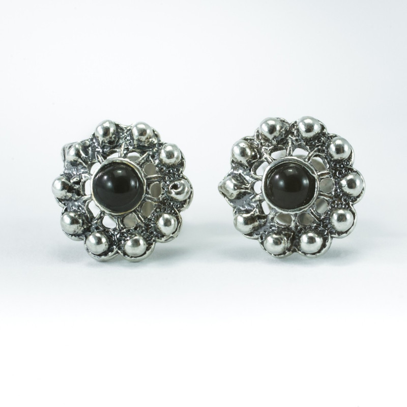 Pendientes botón charro Negra Plata F79/NEGRO | 12,38 € | Botón Charro