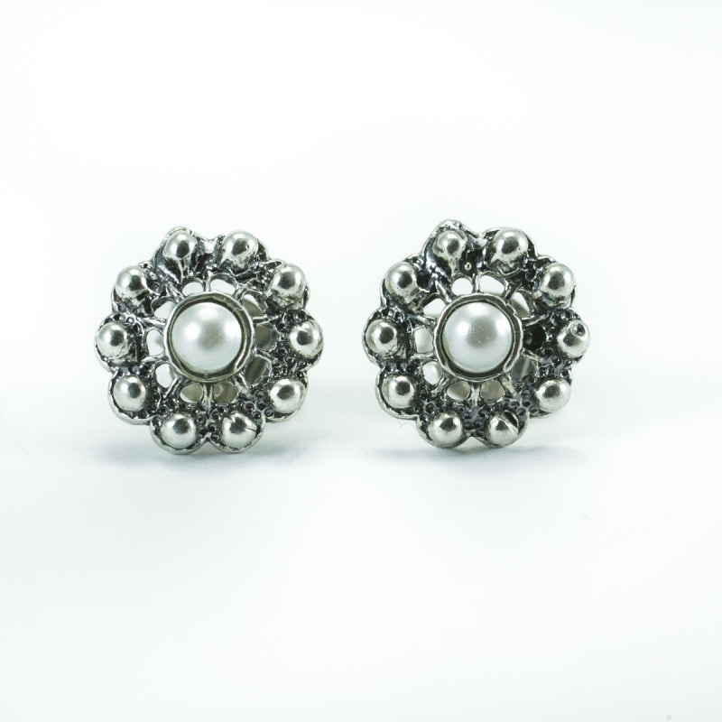 Pendientes perla botón charro plata F79/PERLA | 12,38 € | Botón Charro