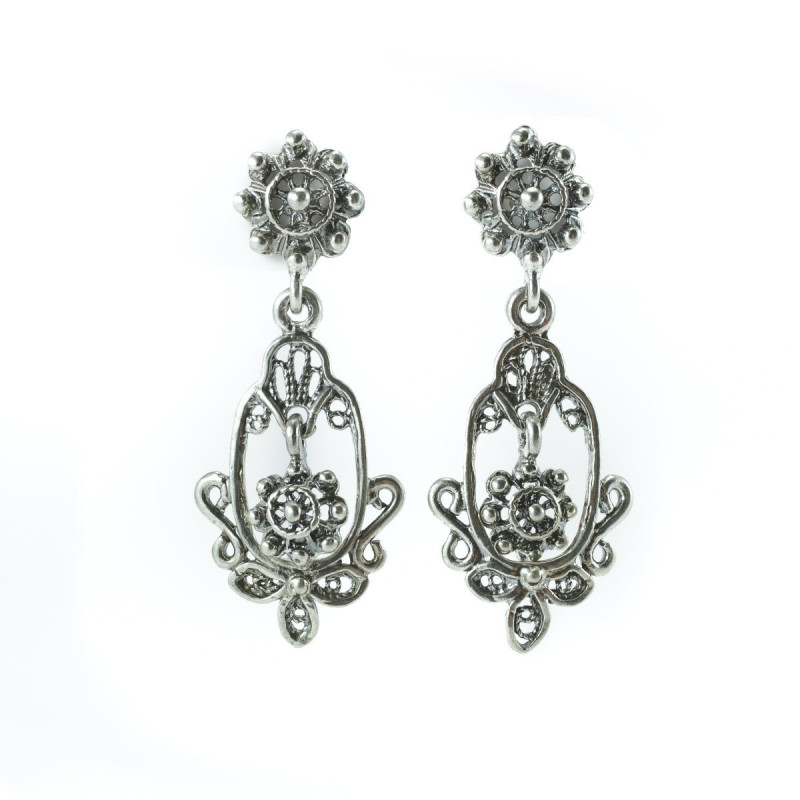 Pendientes filigrana botón charro plata 02-157 | 30,53 € | Botón Charro