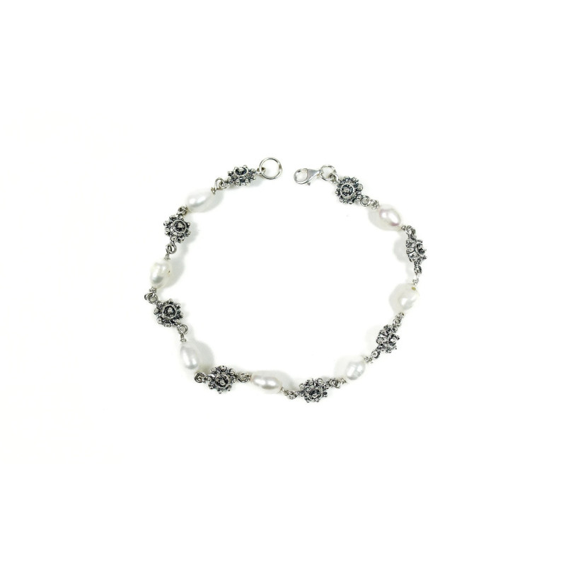 Pulsera Botón Charro Perlas Plata de Ley 001/P | 43,72 € | Botón Charro