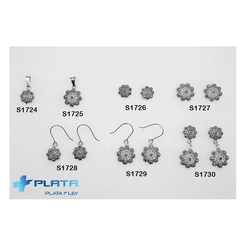 Pendientes Botón Charro Marquesitas Plata S1727 | 39,52 € | Botón Charro