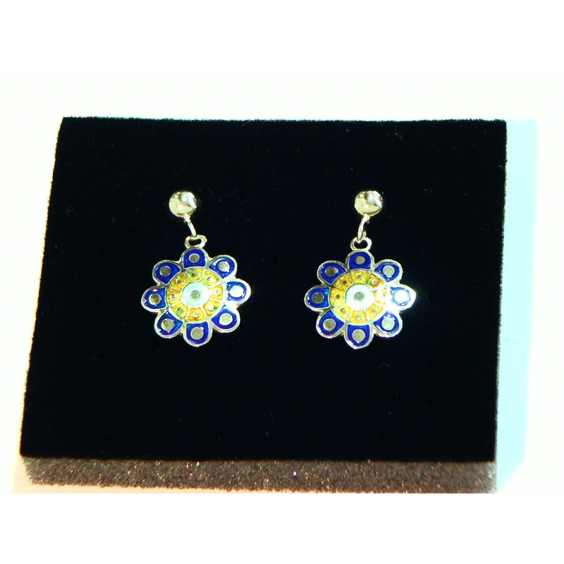 Pendientes Botón Charro Esmalte Azul S1676-A | 32,92 € | Botón Charro