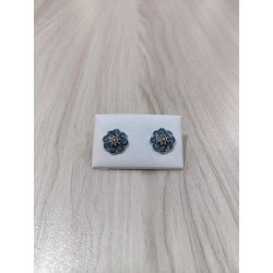 Pendientes botón charro circonita plata F56-AZUL | 18,98 € | Botón Charro