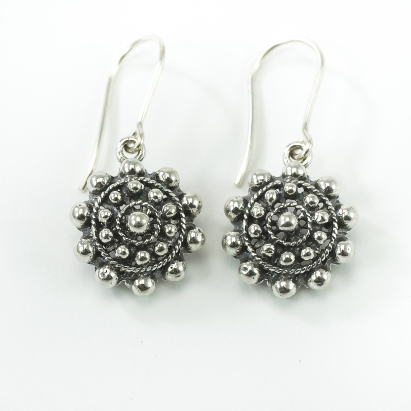 Pendientes largos botón charro plata HP008-N | 26,24 € | Botón Charro