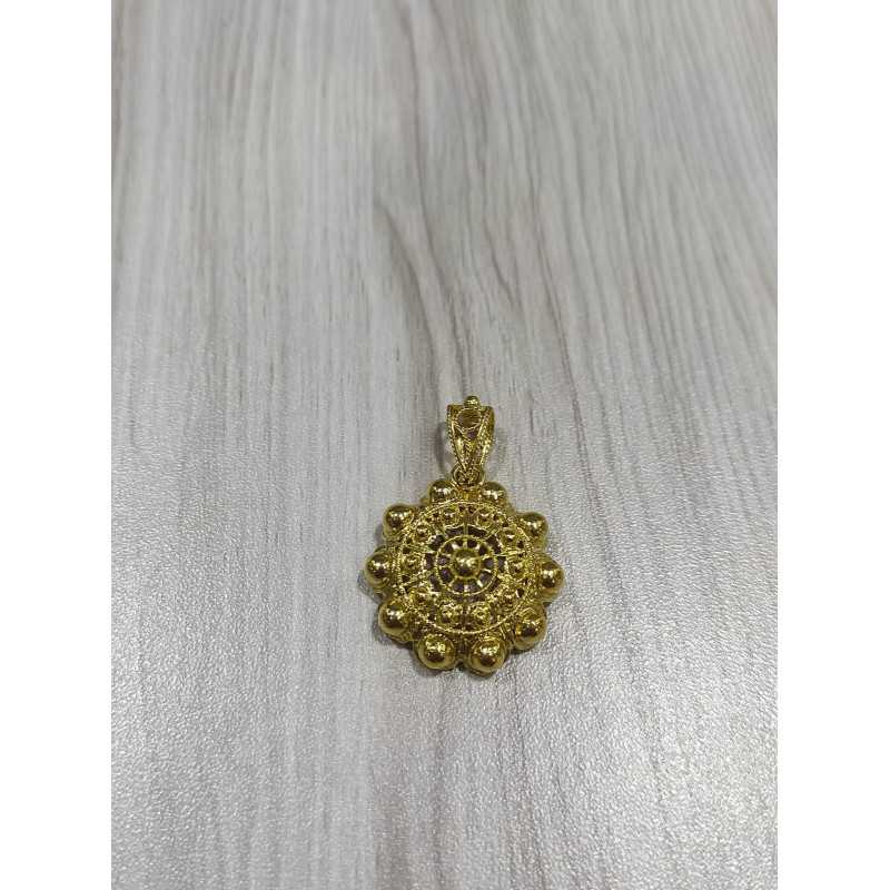 Colgante Botón Charro Plata de ley Dorado T010N-CH | 66,02 € | Joyería Flores - Botón Charro