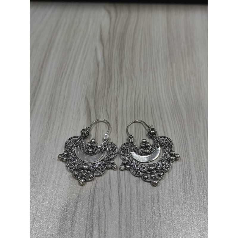 Argollas Botón Charro Plata de Ley Filigrana A/7 | 106,58 € | Joyería Flores - Botón Charro