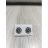 Pendientes Botón Charro Plata Piedra Azul 005B-AZ | 28,28 € | Joyería Flores - Botón Charro