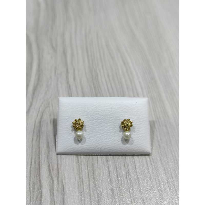 Pendientes Botón Charro Plata Dorado Perla 00/P/CH | 14,78 € | Joyería Flores - Botón Charro
