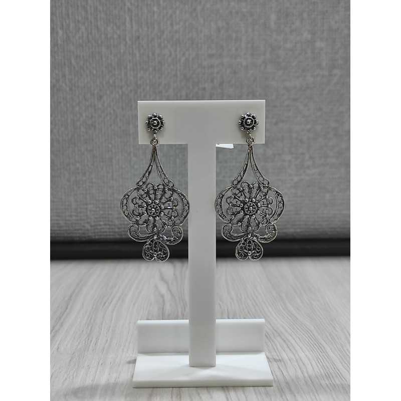 Pendientes Botón Charro Largo Filigrana FIE148 | 66,08 € | Joyería Flores - Botón Charro