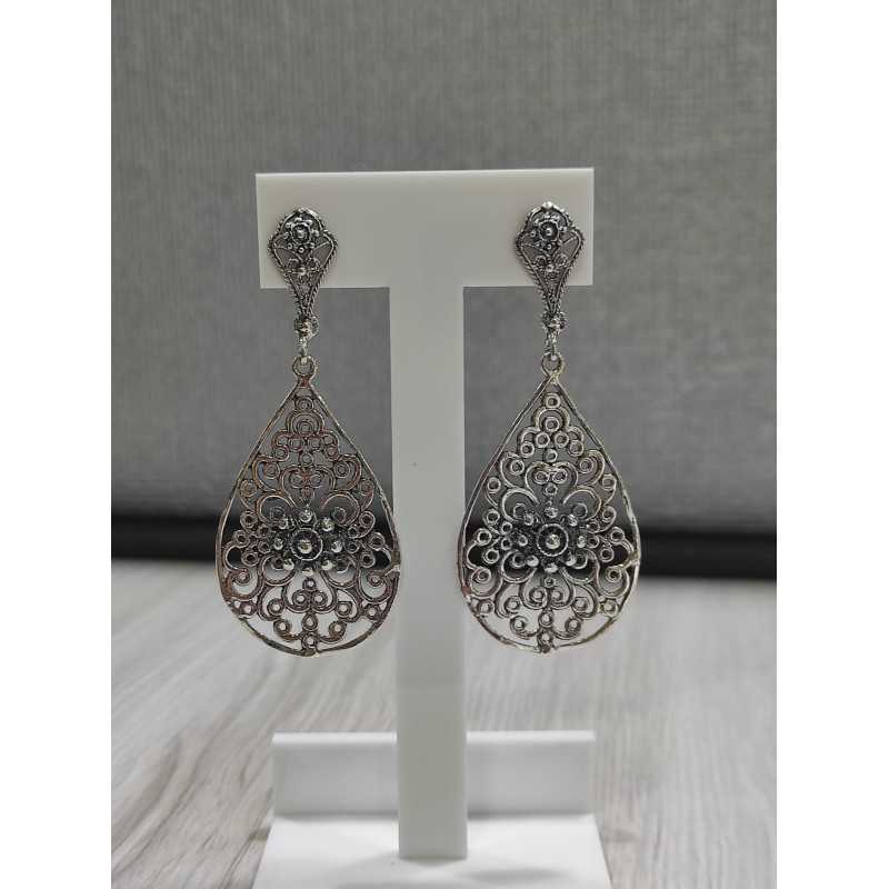 Pendientes Botón Charro Largo Filigrana FIA-69 | 89,03 € | Joyería Flores - Botón Charro