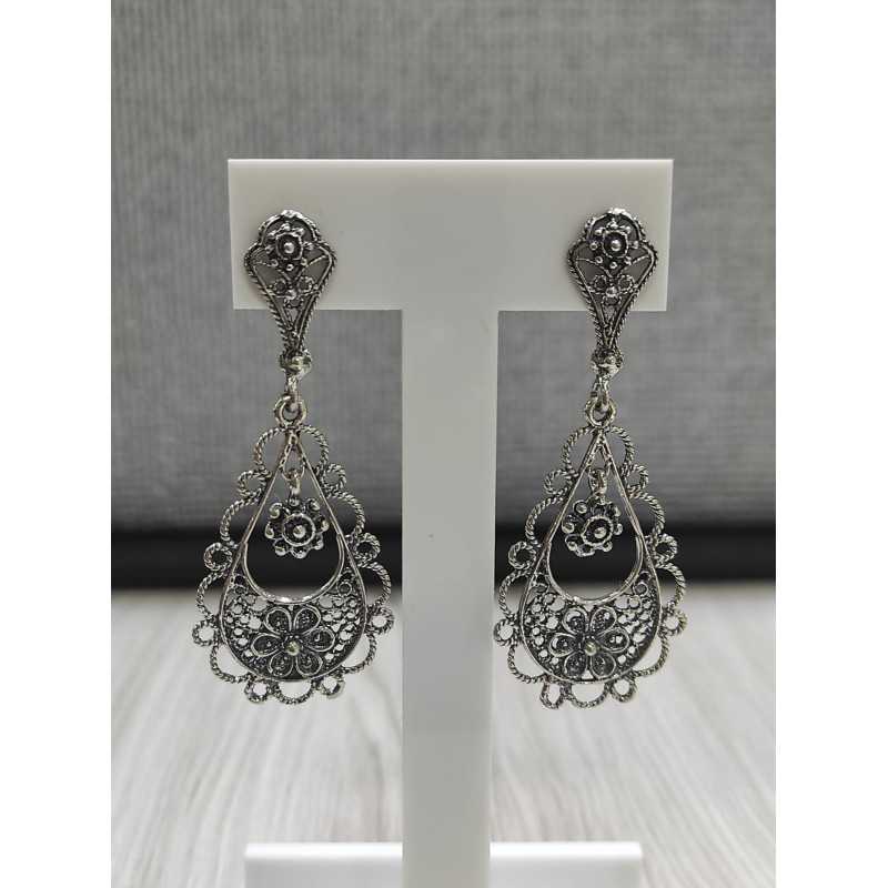 Pendientes Botón Charro Largo Filigrana F1AEB | 53,93 € | Joyería Flores - Botón Charro