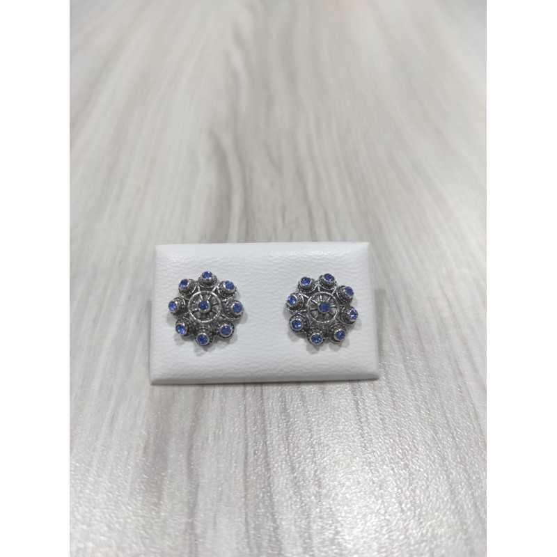 Pendientes Charro Plata Piedra Azul S1734-A | 47,18 € | Joyería Flores - Botón Charro