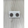 Pendientes Charro Plata Piedra Rosa 005B-RO | 28,28 € | Joyería Flores - Botón Charro