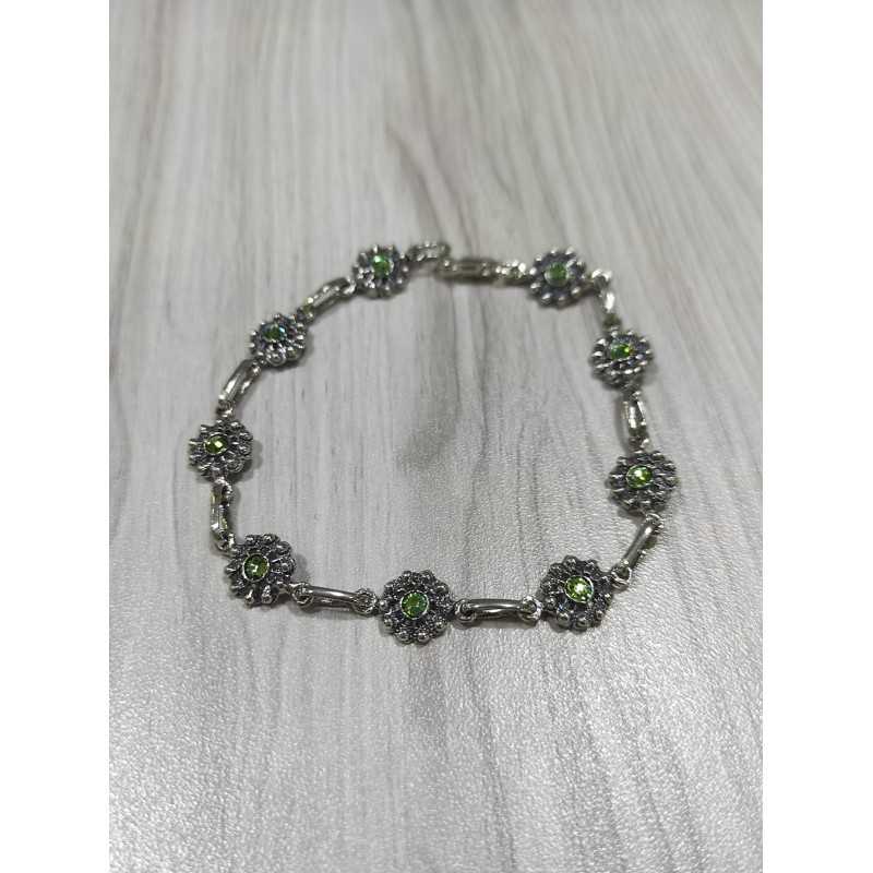 Pulsera Botón Charro Plata Piedra Verde F79-VE | 74,18 € | Joyería Flores - Botón Charro