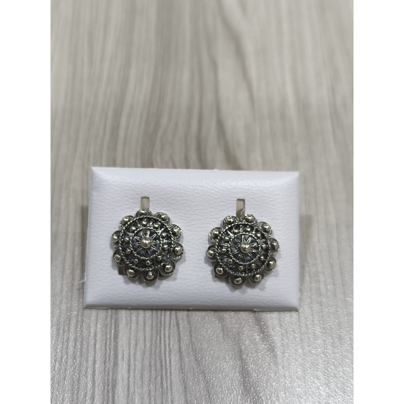 Pendientes botón charro en plata 007-DK/OMEGA | 36,38 € | Joyería Flores - Botón Charro