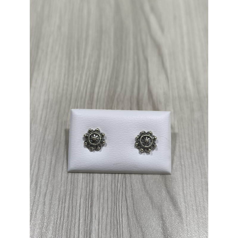 Pendientes Botón Charro en Plata de Ley 002-DK | 13,43 € | Joyería Flores - Botón Charro