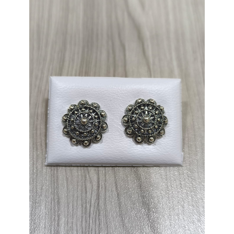 Pendientes Botón Charro en Plata de Ley 007-DK | 28,28 € | Joyería Flores - Botón Charro