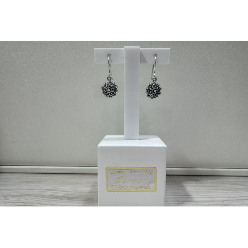 Pendientes largos botón charro en plata HP004-D | 20,18 € | Joyería Flores - Botón Charro