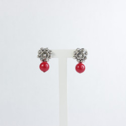 Pendientes botón charro coral plata 002/CORAL | 14,69 € | Botón Charro