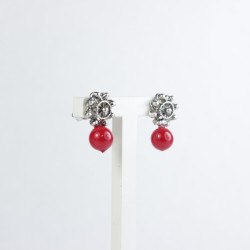 Pendientes botón charro coral plata 002/CORAL | 14,69 € | Botón Charro