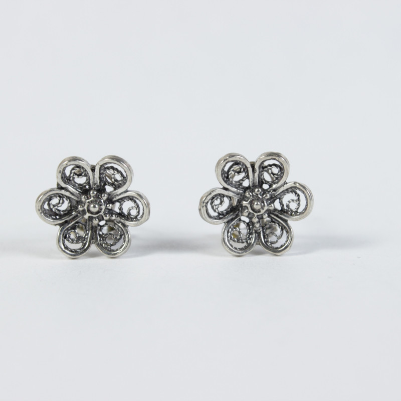 Pendientes flor botón charro plata F-114-OMEGA | 26,24 € | Botón Charro