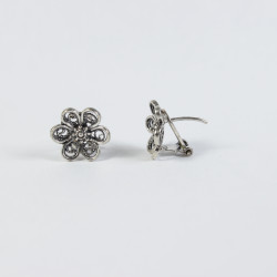 Pendientes flor botón charro plata F-114-OMEGA | 26,24 € | Botón Charro