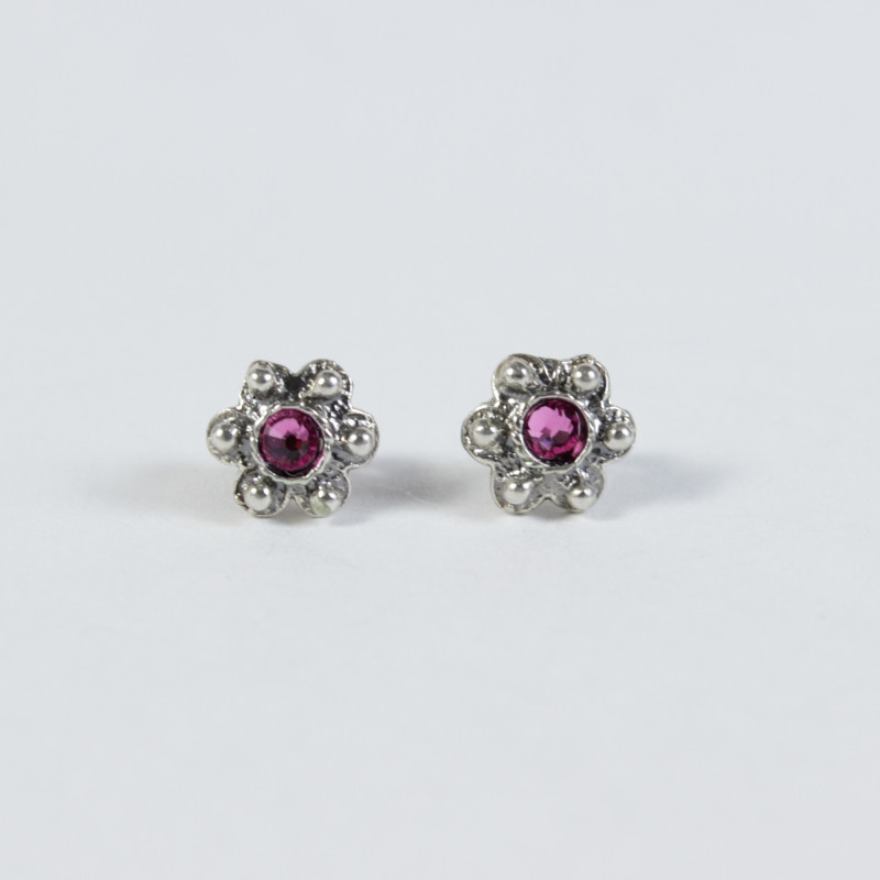 Pendientes botón charro piedras rosas F48/ROSA | 9,08 € | Botón Charro