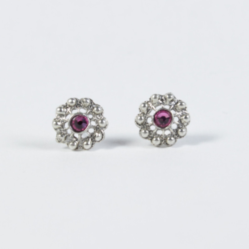 Pendientes botón charro en plata F79/ROSA | 12,38 € | Botón Charro